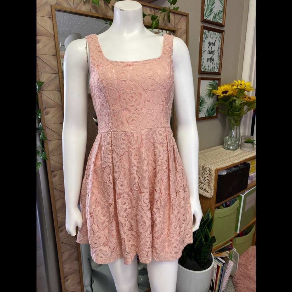 New Just Me pink lace tank dress‎ small